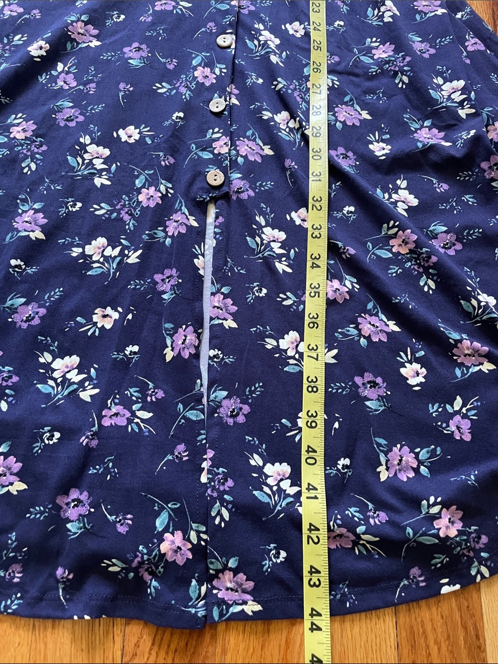 Fortune + Ivy Purple/Navy Floral V-Neck Midi Dress with Button Front - Picture 8 of 8